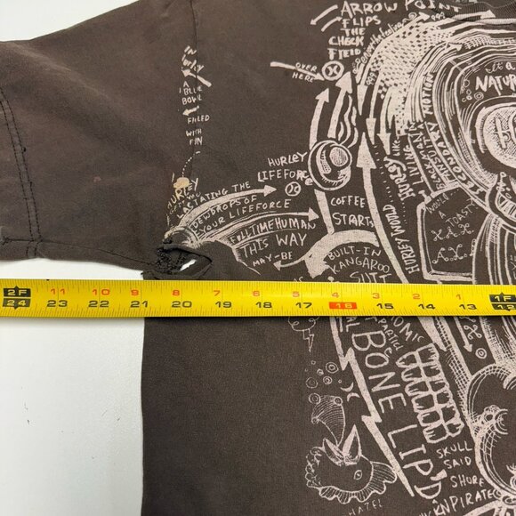 Hurley T Shirt Mens Large 21x27.5 Brown Y2K Style Grunge Skate Skateboard - Picture 14 of 15